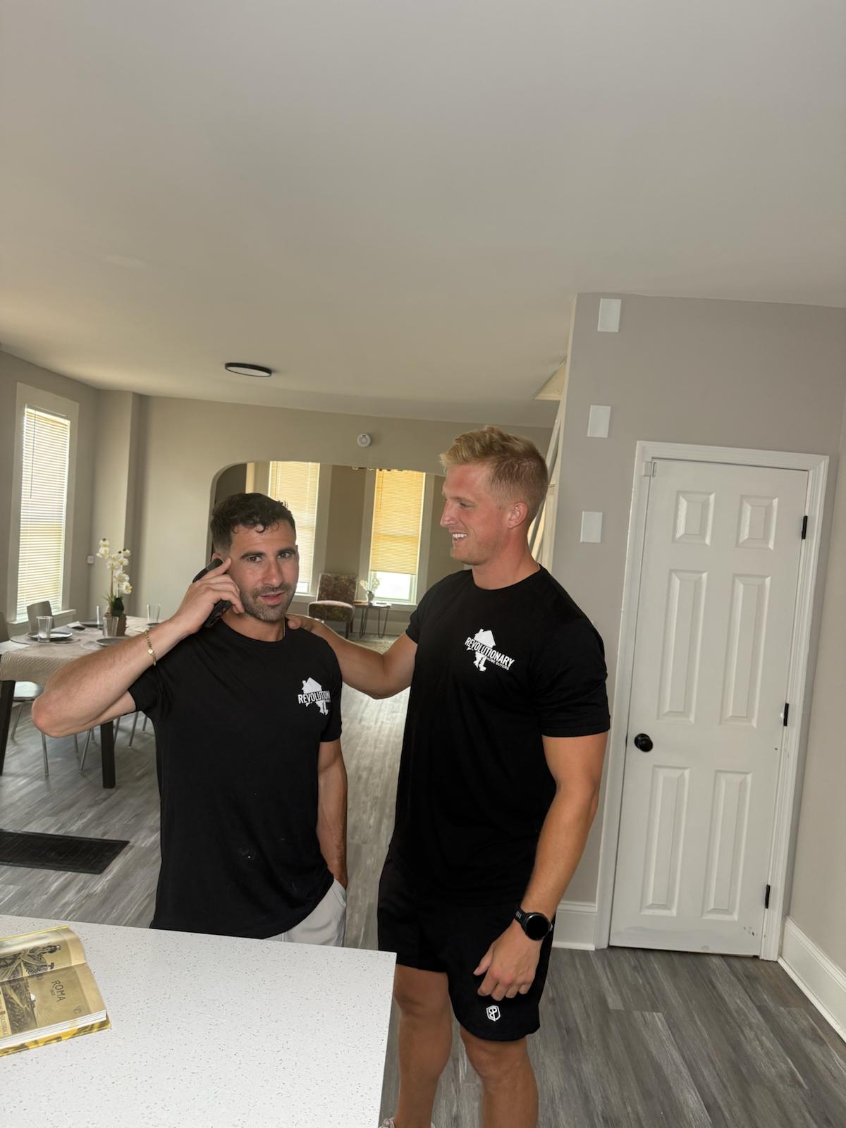 Ben Caplan and Sam Gallahan inside a renovated Maryland house they bought for cash